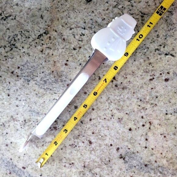 Snowman Silicone-Tipped Tongs White NWOT Stainless Steel Christmas Hot or Cold - Picture 3 of 9